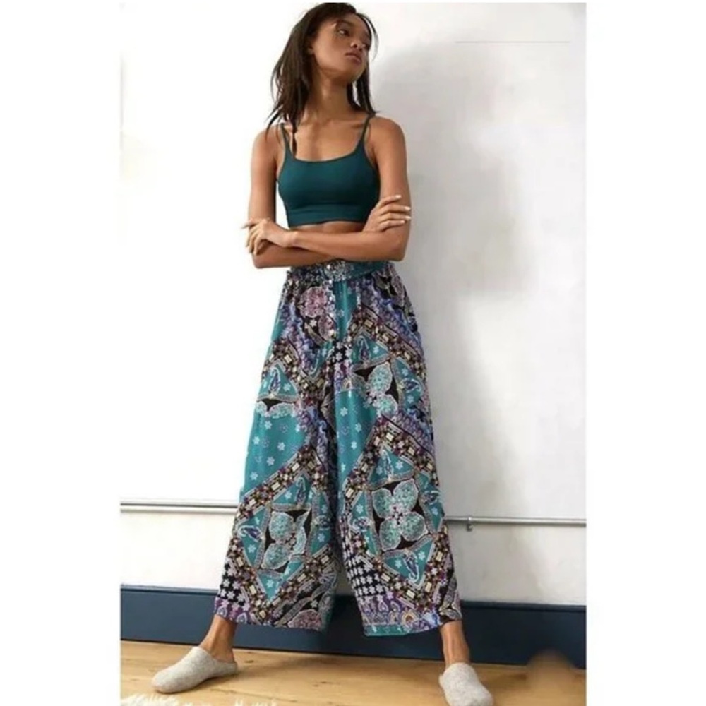 Free People Starshine Wide Leg Boho Palazzo Lounge Pant